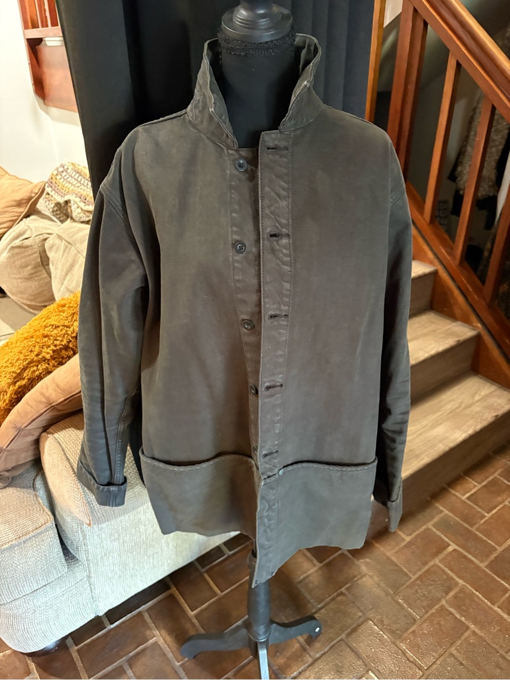 Lucky Brand Olive Green Lightweight Button-Front Shirt Jacket
